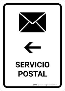 Postal Service With Left Arrow White Spanish Portrait - Wall Sign