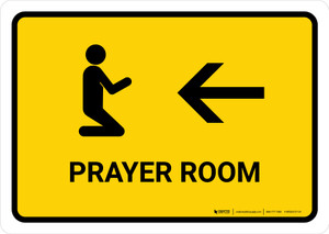 Prayer Room With Left Arrow Yellow Landscape - Wall Sign