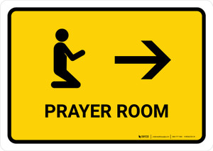 Prayer Room With Right Arrow Yellow Landscape - Wall Sign