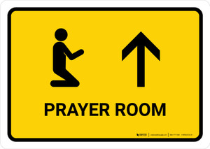 Prayer Room With Up Arrow Yellow Landscape - Wall Sign