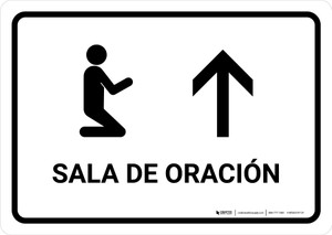 Prayer Room With Up Arrow White Spanish Landscape - Wall Sign