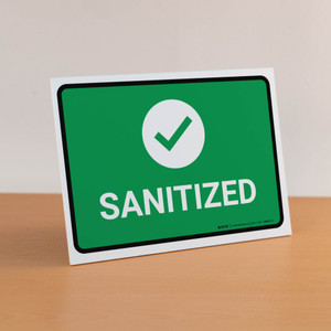 Sanitize with Icon Landscape - Desktop Sign