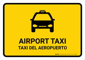 Airport Taxi Yellow Bilingual Spanish Landscape - Wall Sign