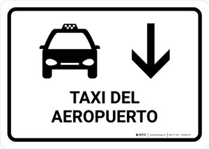 Airport Taxi With Down Arrow White Spanish Landscape - Wall Sign