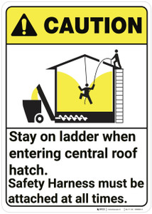 Caution: Grain Bin Safety Stay On ladder ANSI - Wall Sign Caution: Grain Bin Safety Stay On ladder ANSI - Wall Sign