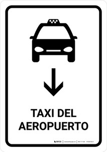 Airport Taxi With Down Arrow White Spanish Portrait - Wall Sign