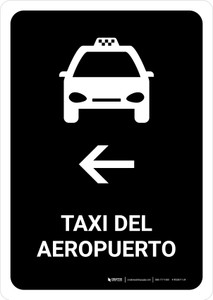 Airport Taxi With Left Arrow Black Spanish Portrait - Wall Sign