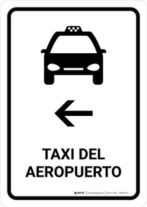 Airport Taxi With Left Arrow White Spanish Portrait - Wall Sign