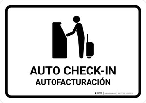 Auto Check In White Bilingual Spanish Landscape - Wall Sign