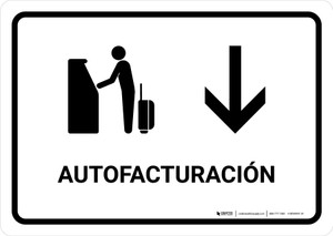 Auto Check In With Down Arrow White Spanish Landscape - Wall Sign