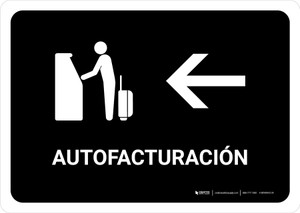Auto Check In With Left Arrow Black Spanish Landscape - Wall Sign