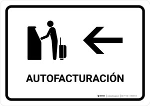 Auto Check In With Left Arrow White Spanish Landscape - Wall Sign