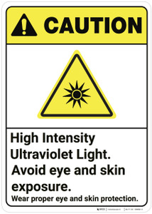 Caution: High Intensity Ultraviolet Light ANSI - Wall Sign