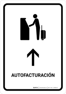 Auto Check In With Up Arrow White Spanish Portrait - Wall Sign