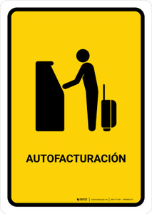 Auto Check In Yellow Spanish Portrait - Wall Sign