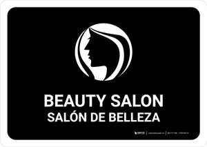 Beauty Salon Black Bilingual Spanish Landscape - Wall Sign