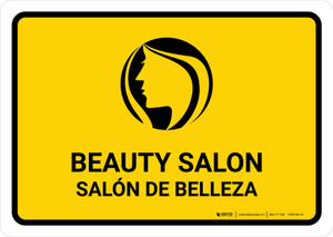 Beauty Salon Yellow Bilingual Spanish Landscape - Wall Sign