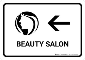 Beauty Salon With Left Arrow White Landscape - Wall Sign