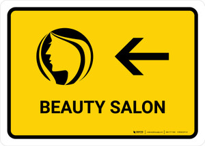 Beauty Salon With Left Arrow Yellow Landscape - Wall Sign