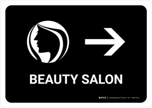 Beauty Salon With Right Arrow Black Landscape - Wall Sign