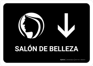 Beauty Salon With Down Arrow Black Spanish Landscape - Wall Sign