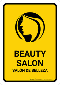 Beauty Salon Yellow Bilingual Spanish Portrait - Wall Sign