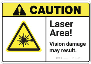Caution: Laser Area Vision Damage May Result ANSI - Wall Sign