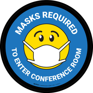 Masks Required To Enter Conference Room Blue Circular - Floor Sign