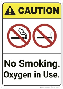 Caution: No Smoking Oxygen In Use ANSI - Wall Sign
