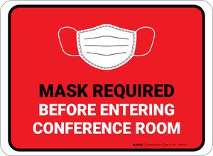 Masks Required Before Entering Conference Room Red Rectangular - Floor Sign