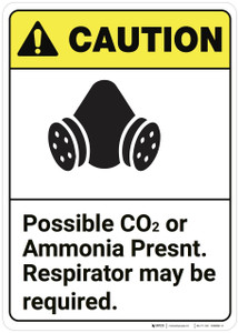 Caution: Possible Co2 Present Respirator May Required ANSI - Wall Sign