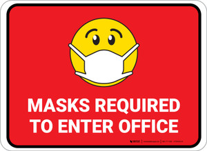 Masks Required To Enter Office Red Rectangular - Floor Sign