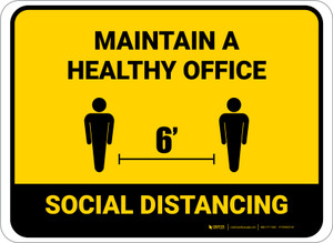 Social Distancing Maintain A Healthy Office Yellow Rectangular - Floor Sign