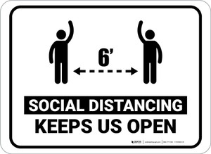 Social Distancing Keeps Us Open White Rectangular - Floor Sign