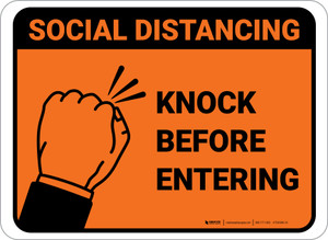 Social Distancing Knock Before Entering Red Rectangular - Floor Sign