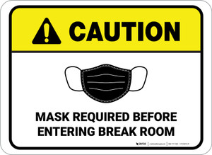 Caution: Mask Required Before Entering Break Room Rectangular - Floor Sign