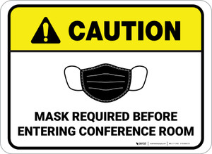 Caution: Mask Required Before Entering Conference Room Rectangular - Floor Sign