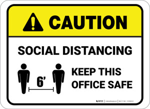 Caution: Social Distancing Keep This Office Safe Rectangular - Floor Sign