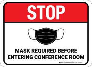 Stop: Mask Required Before Entering Conference Room Rectangular - Floor Sign