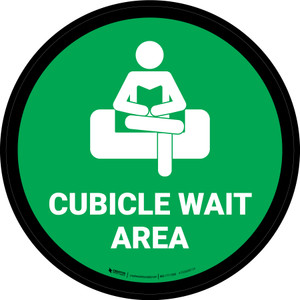 Cubicle Wait Area Green Circular - Floor Sign