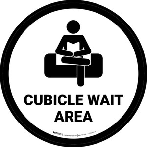 Cubicle Wait Area White Circular - Floor Sign