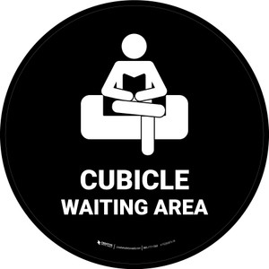 Cubicle Waiting Area Black Circular - Floor Sign