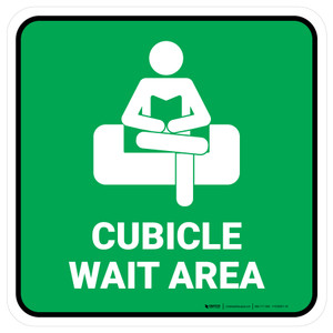 Cubicle Wait Area Green Square - Floor Sign