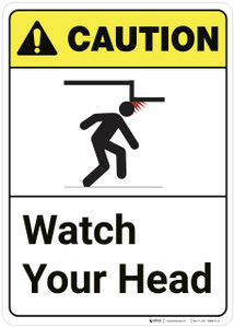 Caution: Watch Your Head ANSI Vertical - Wall Sign