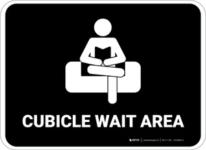 Cubicle Wait Area Black Rectangle - Floor Sign