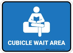 Cubicle Wait Area Blue Rectangle - Floor Sign