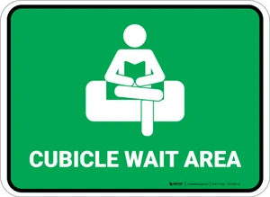 Cubicle Wait Area Green Rectangle - Floor Sign