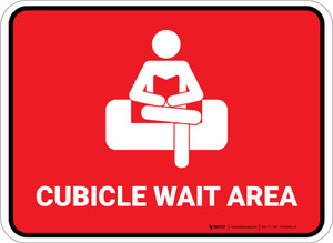 Cubicle Wait Area Red Rectangle - Floor Sign