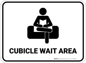 Cubicle Wait Area White Rectangle - Floor Sign