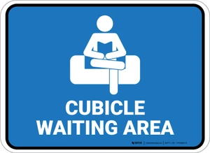 Cubicle Waiting Area Blue Rectangle - Floor Sign